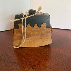 Vintage Hand Carved Solid Wooden Indonesian Tribal Tobacco Purse Holder Box